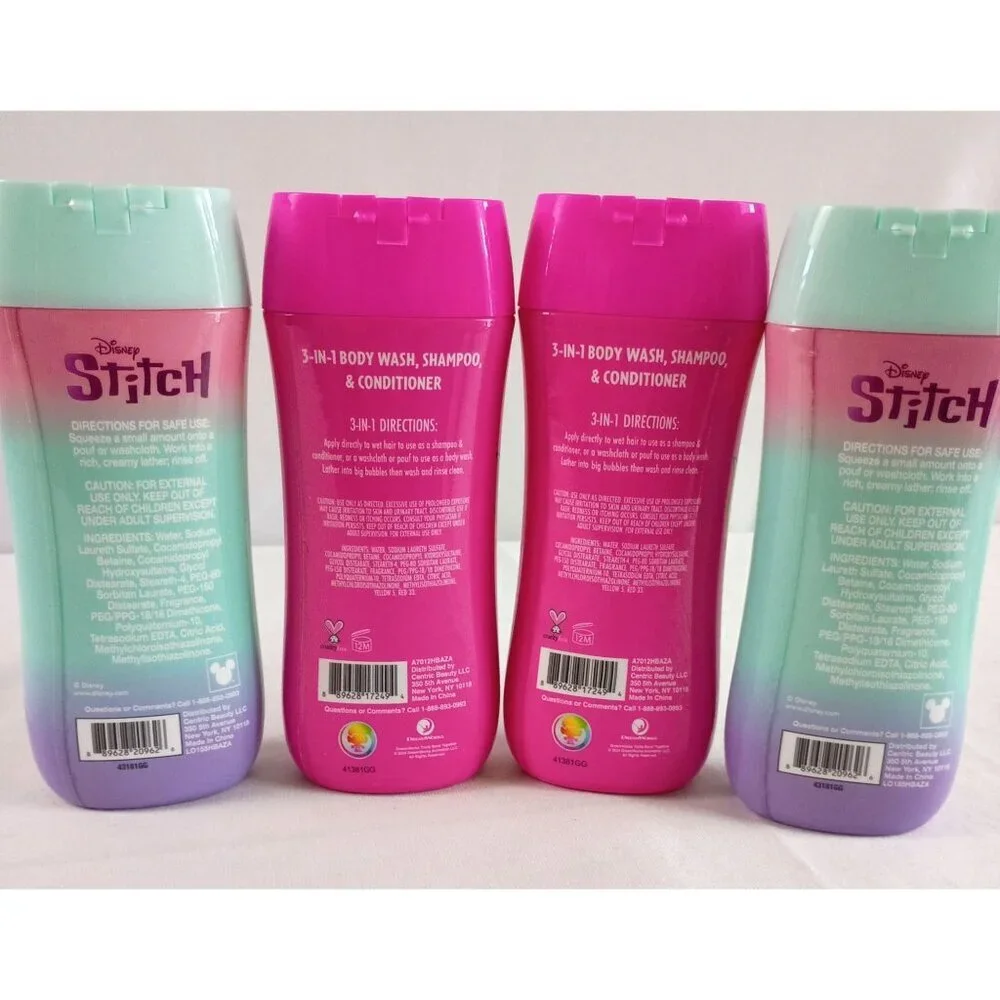 Disney Stitch & Trolls 4pc Bath Set Body Wash Shampoo 8oz Each New Sealed